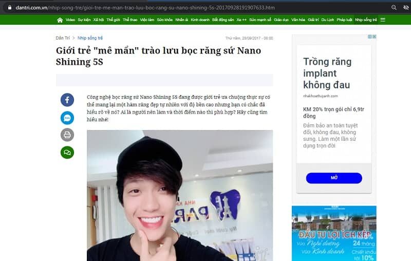 nghệ sĩ bọc răng sứ tại Nha Khoa Paris trên báo dantri